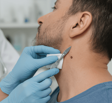 Procedimiento de extirpación de verrugas en clínica