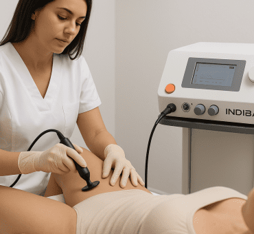 Tratamiento ginecológico con radiofrecuencia Indiba realizado por profesional médica.