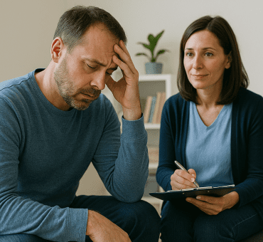 Persona con ansiedad en sesión de terapia