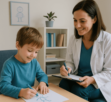 Consulta psicológica infantil en entorno seguro.