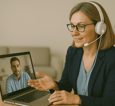 sicóloga en sesión online desde consulta