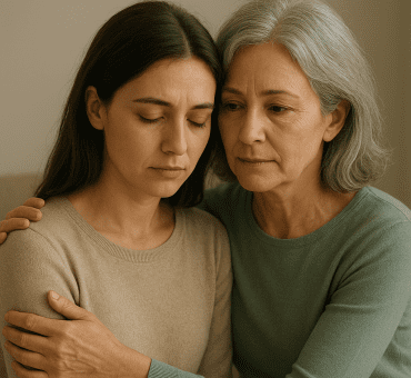 Empoderamiento y resiliencia – mujer mirando al frente, luz cálida, fuerza tranquila.